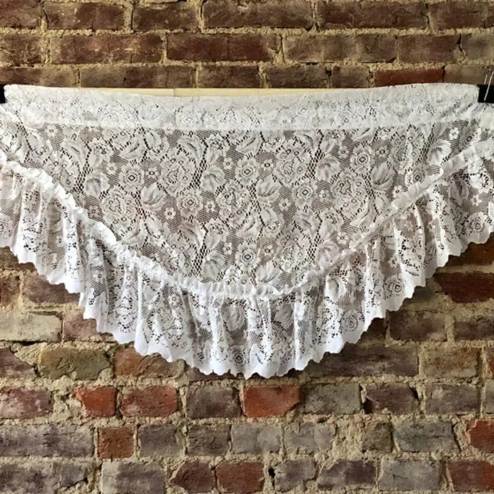 JC Penney Curtain Lace Valance Flower Ruffle 42x21